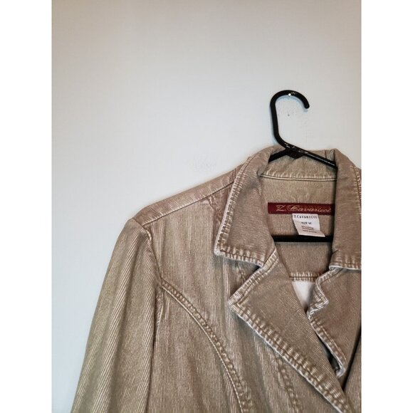 Vtg Z Cavaricci Women M Corduroy Jacket Tan Long Sleeve Button Front Pockets Y2K - Picture 4 of 5
